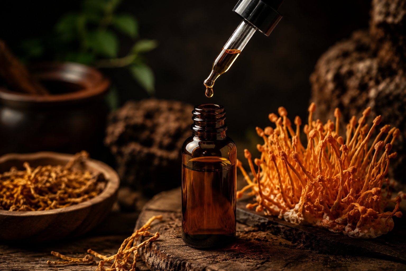 Cordyceps militaris fruiting bodies and extract route