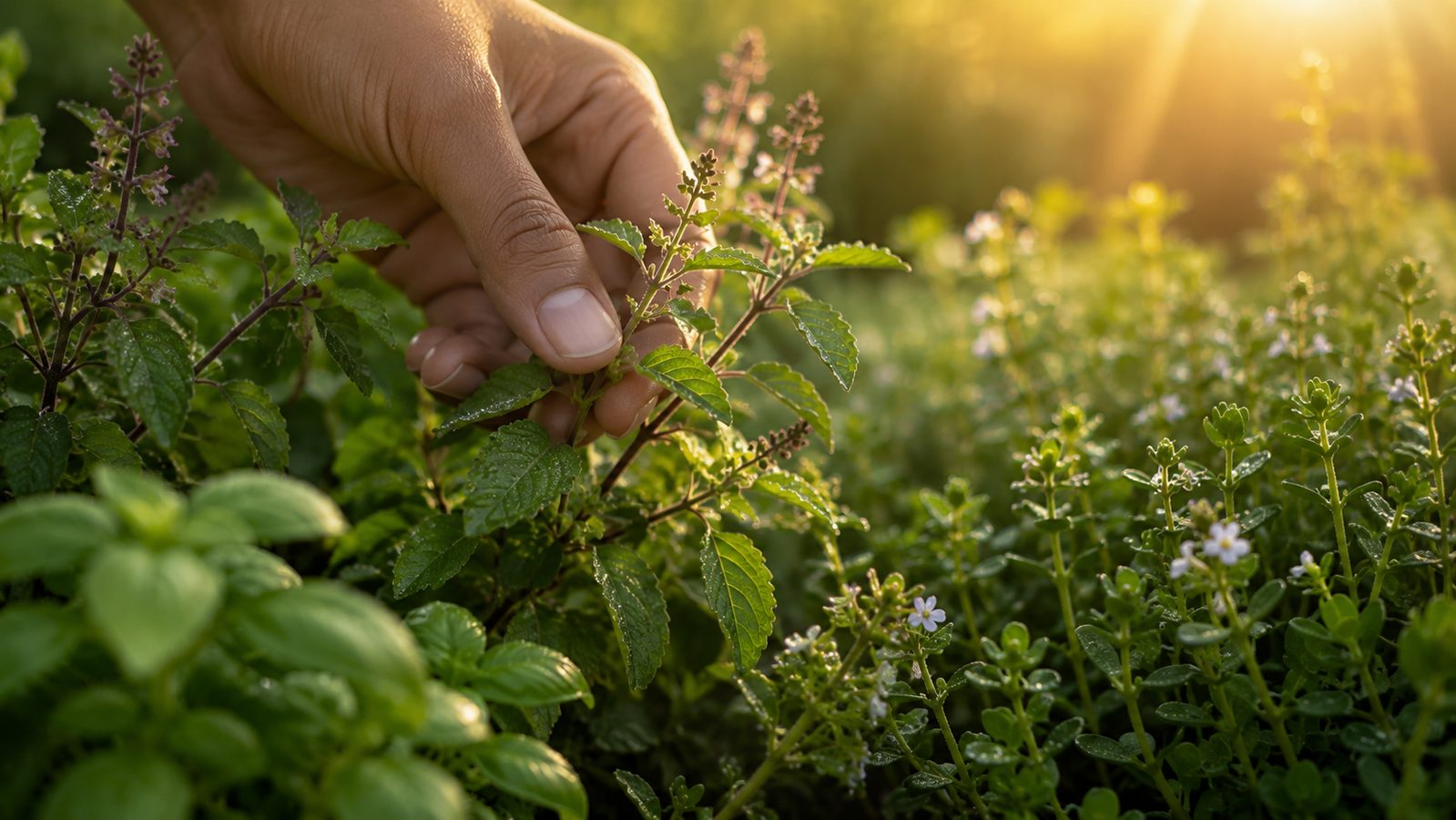 Tulsi or holy basil crop